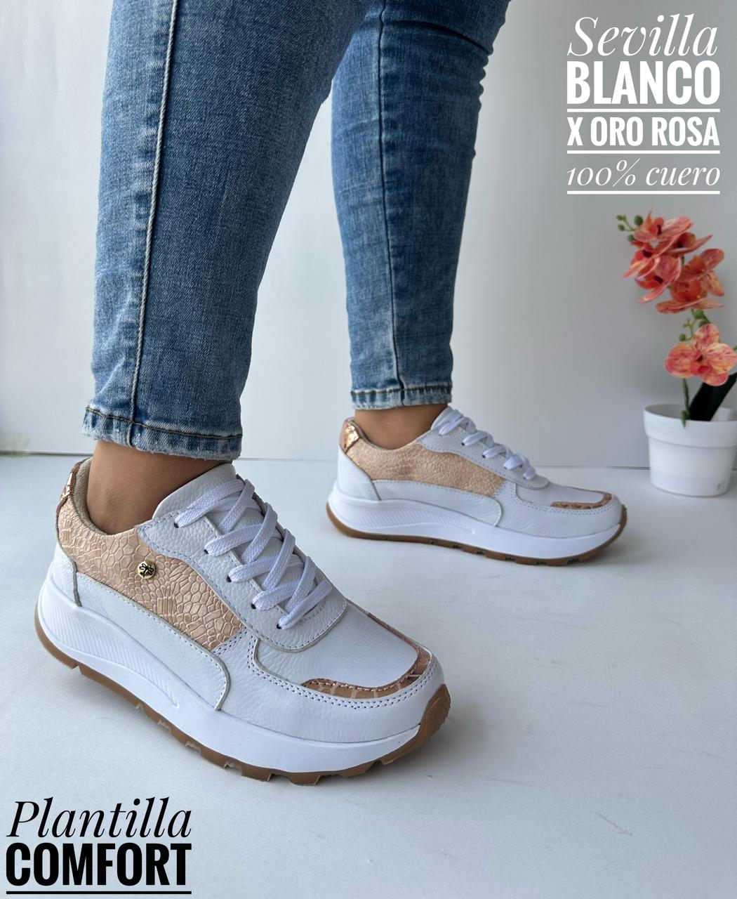 Tenis Sevilla Blanco Oro Rosa · foto del proveedor