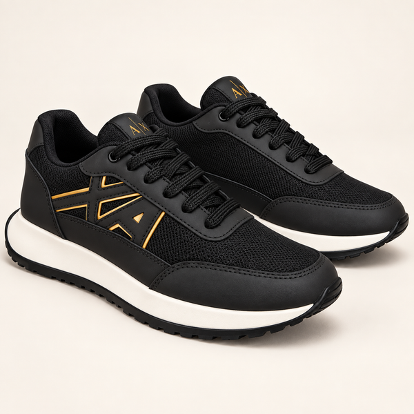Tenis AX Armani Negro Dorado para Caballero