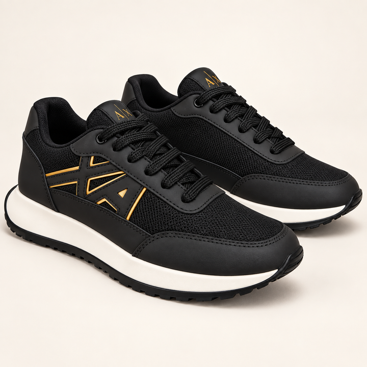 Tenis AX Armani Negro Dorado para Caballero - Negro Dorado