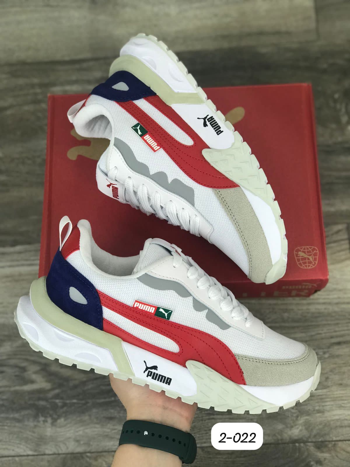 Tenis Puma Ferrari para Caballero - Blanco Rojo Azul